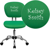 Personalized Mid-Back Bright Green Mesh Swivel Task Chair with Chrome Base
