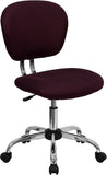 Mid-Back Burgundy Mesh Swivel Task Chair with Chrome Base