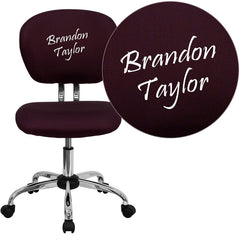 Personalized Mid-Back Burgundy Mesh Swivel Task Chair with Chrome Base