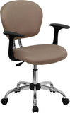 Mid-Back Coffee Brown Mesh Swivel Task Chair with Chrome Base and Arms