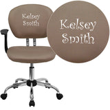 Personalized Mid-Back Coffee Brown Mesh Swivel Task Chair with Chrome Base and Arms