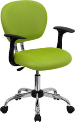 Mid-Back Apple Green Mesh Swivel Task Chair with Chrome Base and Arms