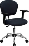 Mid-Back Gray Mesh Swivel Task Chair with Chrome Base and Arms