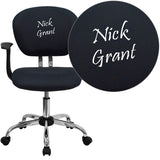Personalized Mid-Back Gray Mesh Swivel Task Chair with Chrome Base and Arms