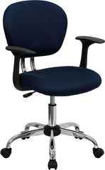 Mid-Back Navy Mesh Swivel Task Chair with Chrome Base and Arms