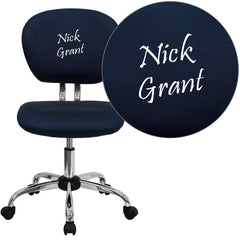 Personalized Mid-Back Navy Mesh Swivel Task Chair with Chrome Base