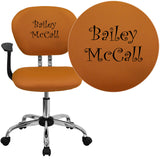 Personalized Mid-Back Orange Mesh Swivel Task Chair with Chrome Base and Arms