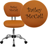 Personalized Mid-Back Orange Mesh Swivel Task Chair with Chrome Base
