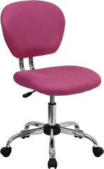 Mid-Back Pink Mesh Swivel Task Chair with Chrome Base