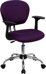 Mid-Back Purple Mesh Swivel Task Chair with Chrome Base and Arms