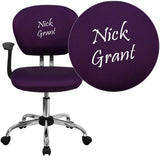 Personalized Mid-Back Purple Mesh Swivel Task Chair with Chrome Base and Arms
