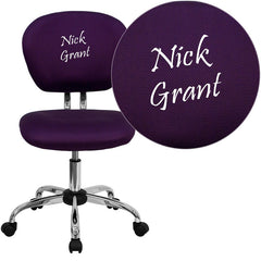 Personalized Mid-Back Purple Mesh Swivel Task Chair with Chrome Base