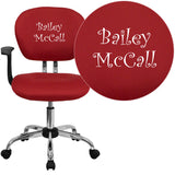 Personalized Mid-Back Red Mesh Swivel Task Chair with Chrome Base and Arms