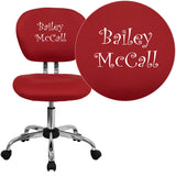 Personalized Mid-Back Red Mesh Swivel Task Chair with Chrome Base