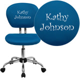 Personalized Mid-Back Turquoise Mesh Swivel Task Chair with Chrome Base