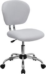 Mid-Back White Mesh Swivel Task Chair with Chrome Base