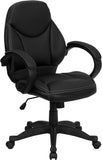 Mid-Back Black Leather Contemporary Executive Swivel Office Chair