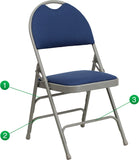 HERCULES Series Extra Large Ultra-Premium Triple Braced Navy Fabric Metal Folding Chair with Easy-Carry Handle