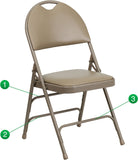 HERCULES Series Extra Large Ultra-Premium Triple Braced Beige Vinyl Metal Folding Chair with Easy-Carry Handle