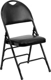 HERCULES Series Extra Large Ultra-Premium Triple Braced Black Vinyl Metal Folding Chair with Easy-Carry Handle