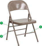 HERCULES Series Triple Braced & Double Hinged Beige Metal Folding Chair