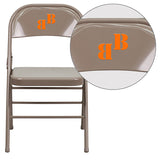 Personalized HERCULES Series Triple Braced & Double Hinged Beige Metal Folding Chair