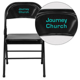 Personalized HERCULES Series Triple Braced & Double Hinged Black Metal Folding Chair