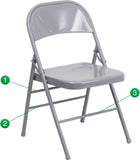 HERCULES Series Triple Braced & Double Hinged Gray Metal Folding Chair