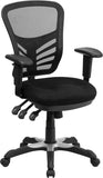 Mid-Back Black Mesh Swivel Task Chair with Triple Paddle Control