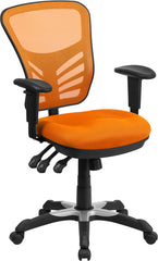 Mid-Back Orange Mesh Swivel Task Chair with Triple Paddle Control