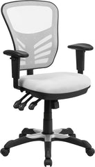 Mid-Back White Mesh Swivel Task Chair with Triple Paddle Control