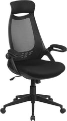 High Back Black Mesh Executive Swivel Office Chair with Flip-Up Arms