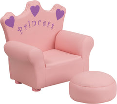 Kids Pink Princess Chair and Footrest