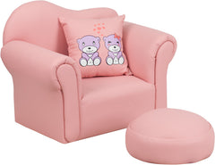 Kids Pink Chair and Footrest