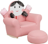 Kids Pink Little Girl Rocker Chair and Footrest