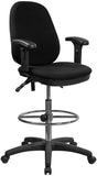 Black Multi-Functional Ergonomic Drafting Chair with Adjustable Foot Ring and Height Adjustable Arms