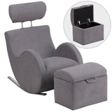 HERCULES Series Gray Fabric Rocking Chair with Storage Ottoman