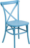 HERCULES Series Blue Resin Indoor-Outdoor Cross Back Chair with Steel Inner Leg