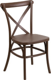 HERCULES Series Chocolate Resin Indoor-Outdoor Cross Back Chair with Steel Inner Leg