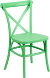 HERCULES Series Green Resin Indoor-Outdoor Cross Back Chair with Steel Inner Leg