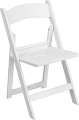 HERCULES Series 1000 lb. Capacity White Resin Folding Chair with Slatted Seat