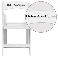 Personalized HERCULES Series 1000 lb. Capacity White Resin Folding Chair with Slatted Seat