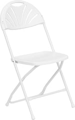 HERCULES Series 800 lb. Capacity White Plastic Fan Back Folding Chair