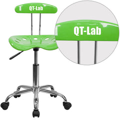 Personalized Vibrant Apple Green and Chrome Task Chair with Tractor Seat
