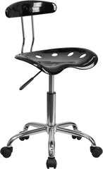 Vibrant Black and Chrome Task Chair with Tractor Seat
