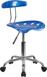 Vibrant Bright Blue and Chrome Task Chair with Tractor Seat