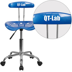 Personalized Vibrant Bright Blue and Chrome Task Chair with Tractor Seat