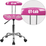 Personalized Vibrant Candy Heart and Chrome Task Chair with Tractor Seat