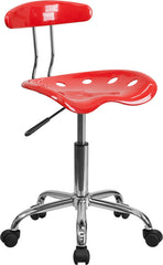Vibrant Cherry Tomato and Chrome Task Chair with Tractor Seat