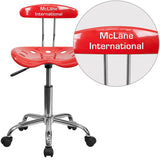 Personalized Vibrant Cherry Tomato and Chrome Task Chair with Tractor Seat